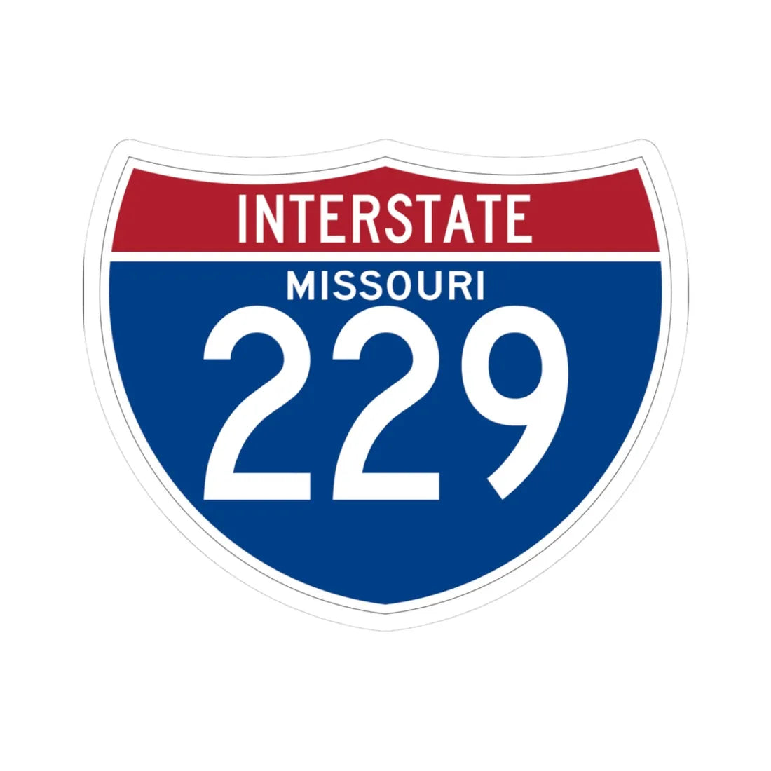 I-229 MO (Missouri) (Road Sign) STICKER Vinyl Kiss-Cut Decal 3 Inch White - The Sticker Space