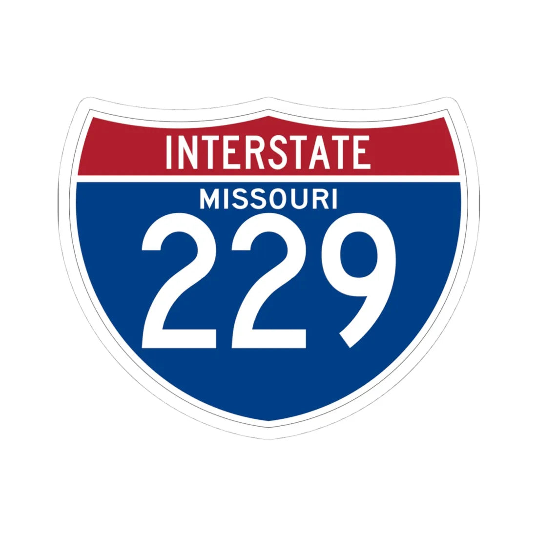 I-229 MO (Missouri) (Road Sign) STICKER Vinyl Kiss-Cut Decal 4 Inch White - The Sticker Space