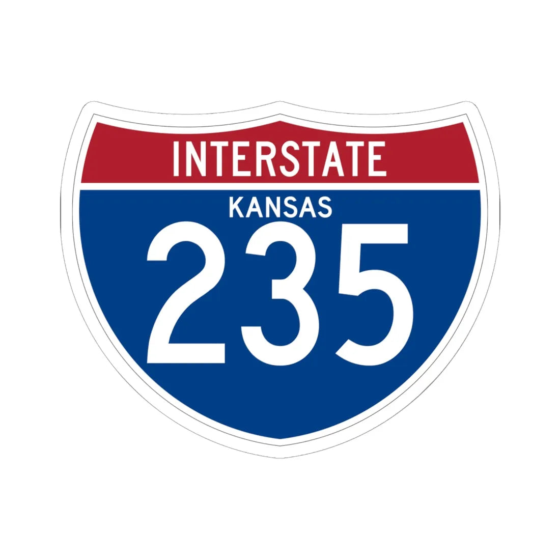 I-235 KS (Kansas) (Road Sign) STICKER Vinyl Kiss-Cut Decal 6 Inch White - The Sticker Space