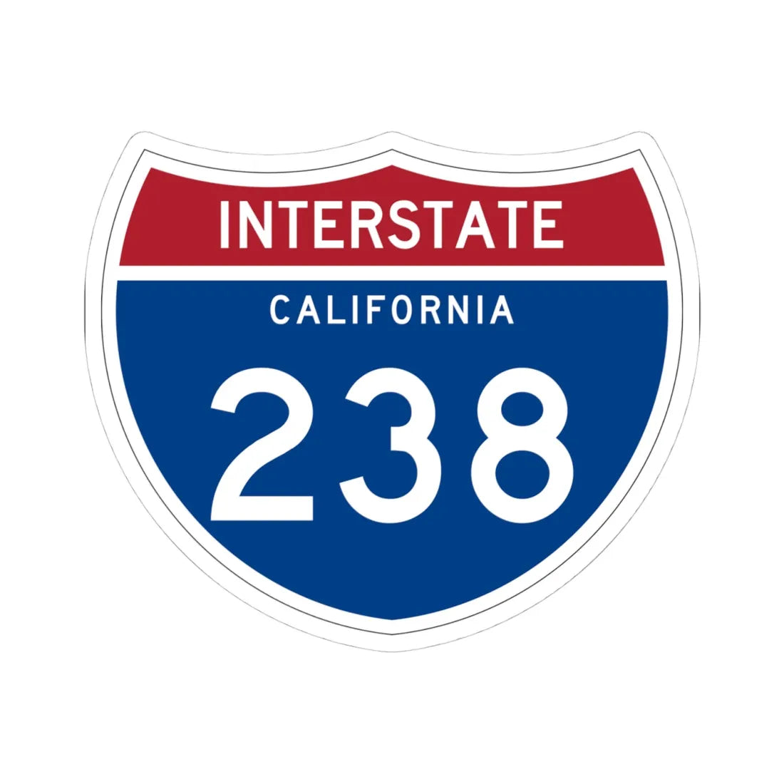 I-238 CA (California) (Road Sign) STICKER Vinyl Kiss-Cut Decal 4 Inch White - The Sticker Space