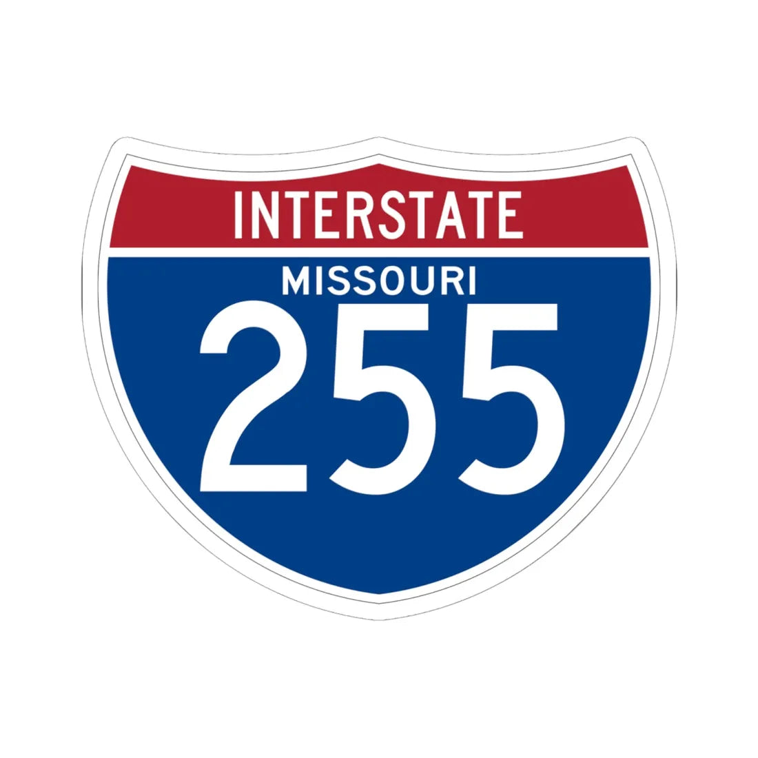 I-255 MO (Missouri) (Road Sign) STICKER Vinyl Kiss-Cut Decal 6 Inch White - The Sticker Space