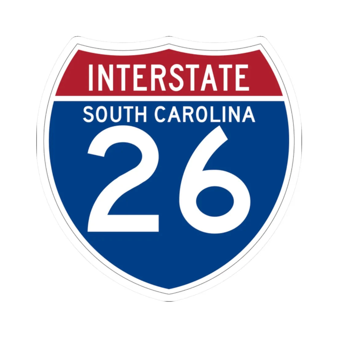I-26 SC (South Carolina) (Road Sign) STICKER Vinyl Kiss-Cut Decal 2 Inch White - The Sticker Space