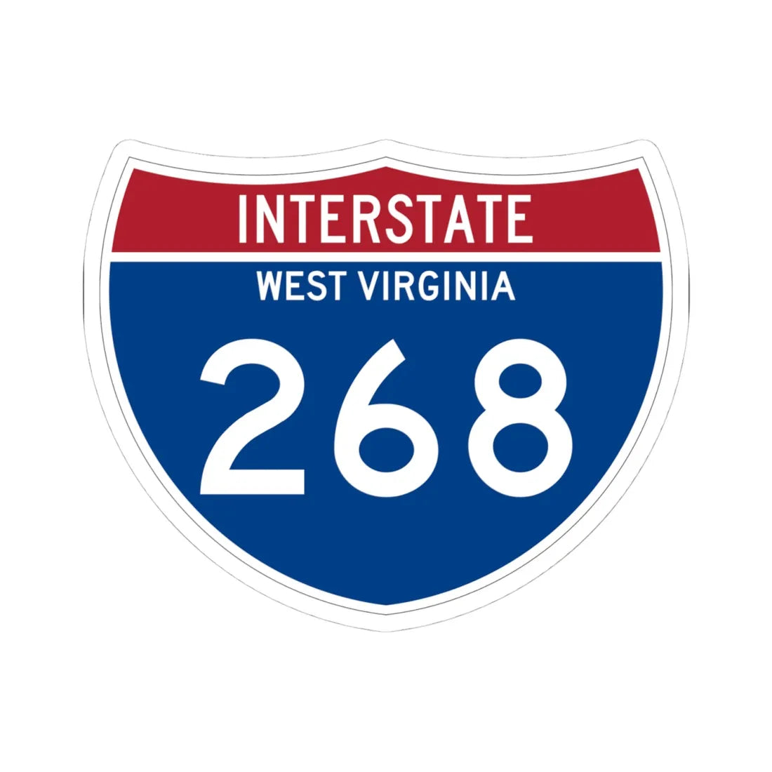 I-268 WV Metric (Virginia) (Road Sign) STICKER Vinyl Kiss-Cut Decal 4 Inch White - The Sticker Space