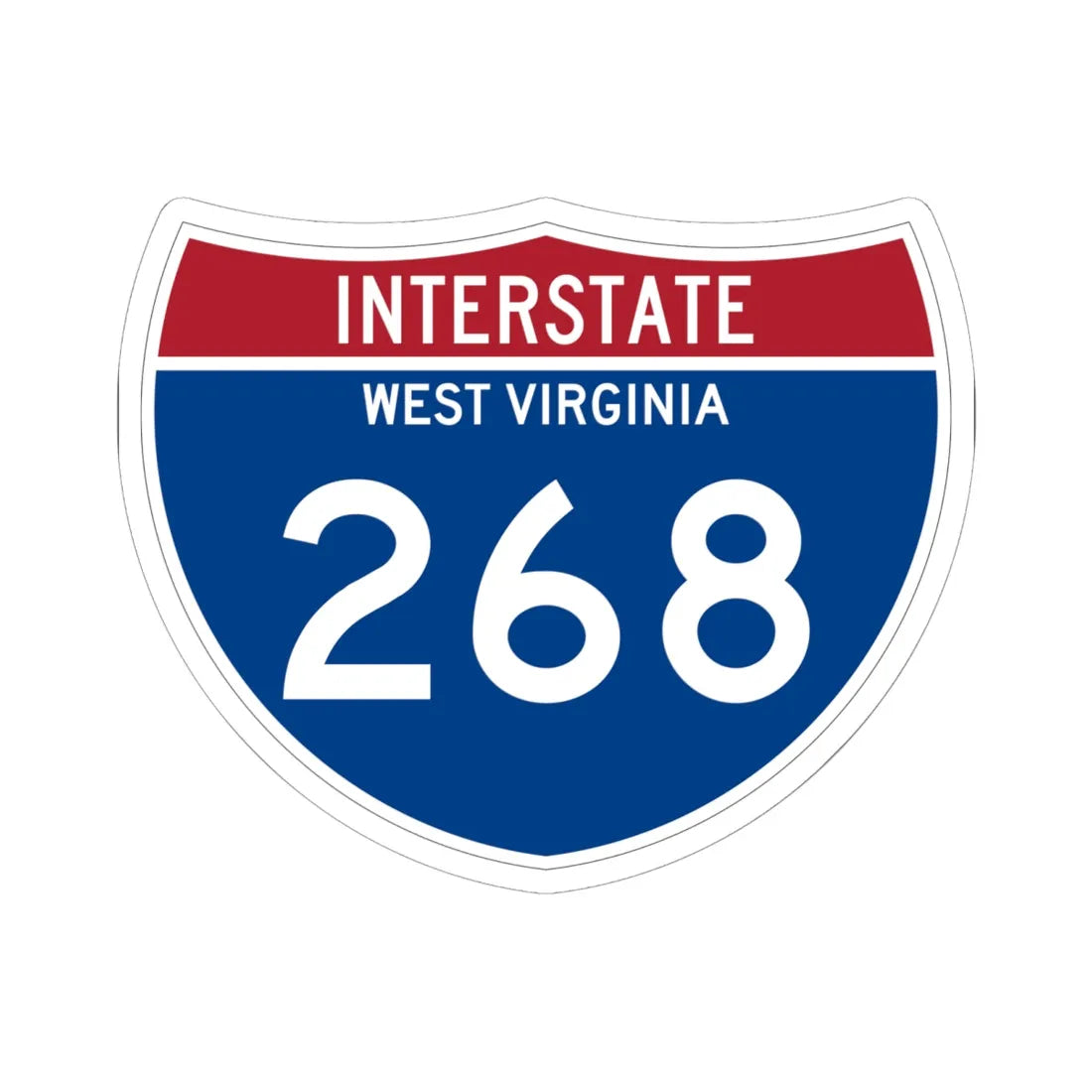 I-268 WV Metric (Virginia) (Road Sign) STICKER Vinyl Kiss-Cut Decal 6 Inch White - The Sticker Space