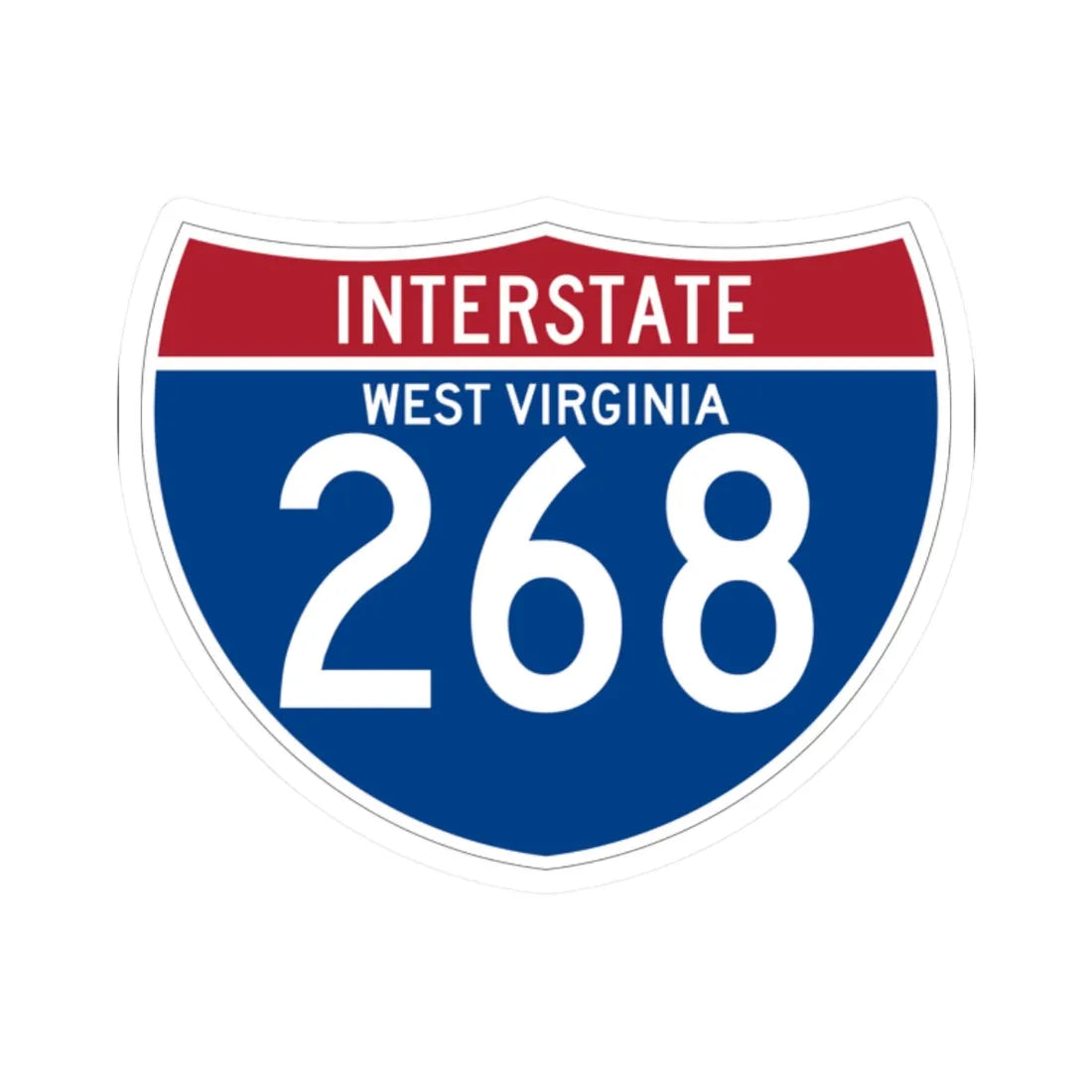I-268 WV (Virginia) (Road Sign) STICKER Vinyl Kiss-Cut Decal 2 Inch White - The Sticker Space