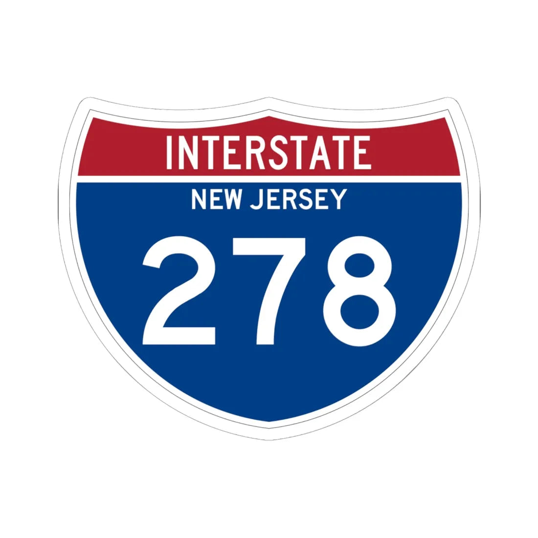 I-278 NJ Metric (New Jersey) (Road Sign) STICKER Vinyl Kiss-Cut Decal 6 Inch White - The Sticker Space