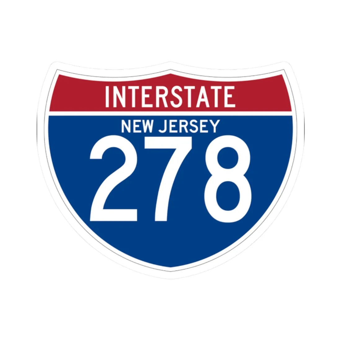 I-278 NJ (New Jersey) (Road Sign) STICKER Vinyl Kiss-Cut Decal 2 Inch White - The Sticker Space