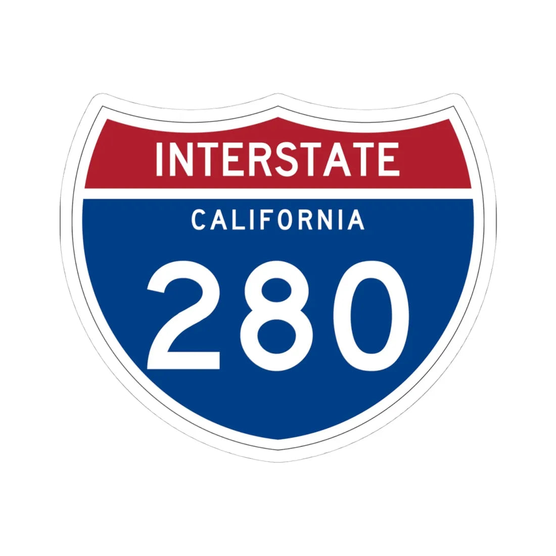 I-280 CA (California) (Road Sign) STICKER Vinyl Kiss-Cut Decal 4 Inch White - The Sticker Space
