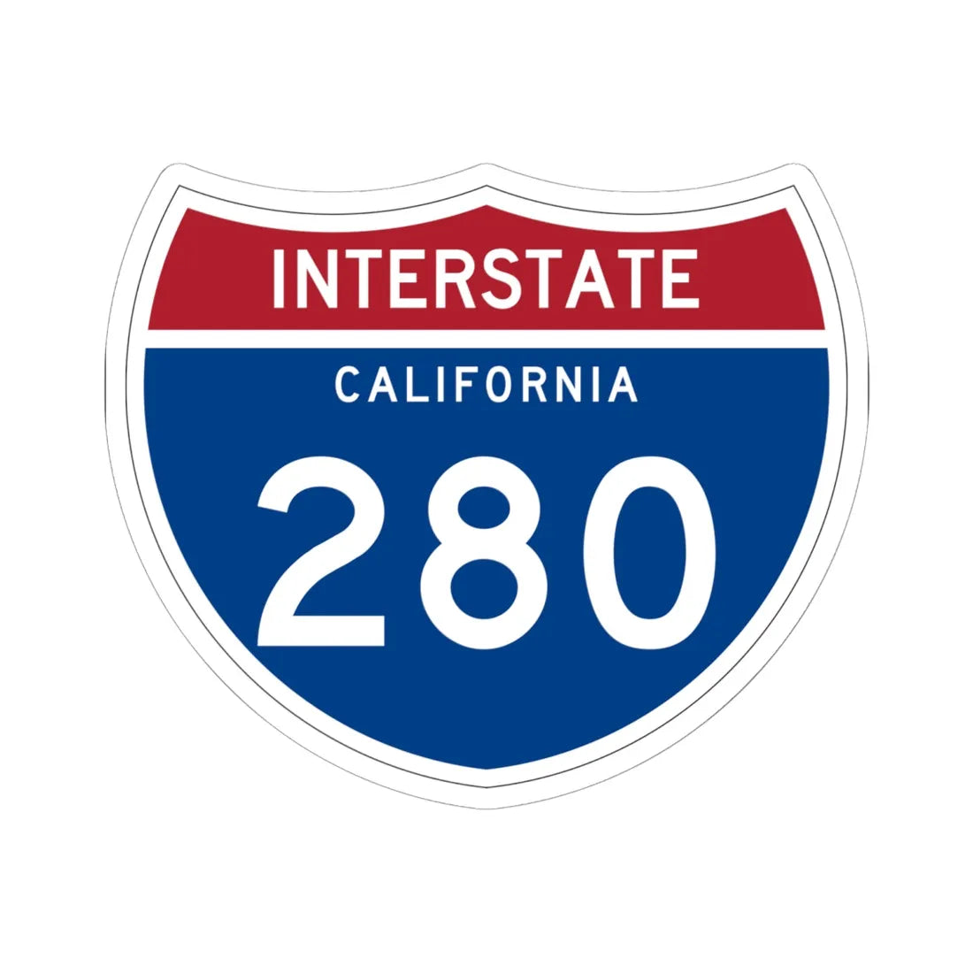 I-280 CA (California) (Road Sign) STICKER Vinyl Kiss-Cut Decal 6 Inch White - The Sticker Space