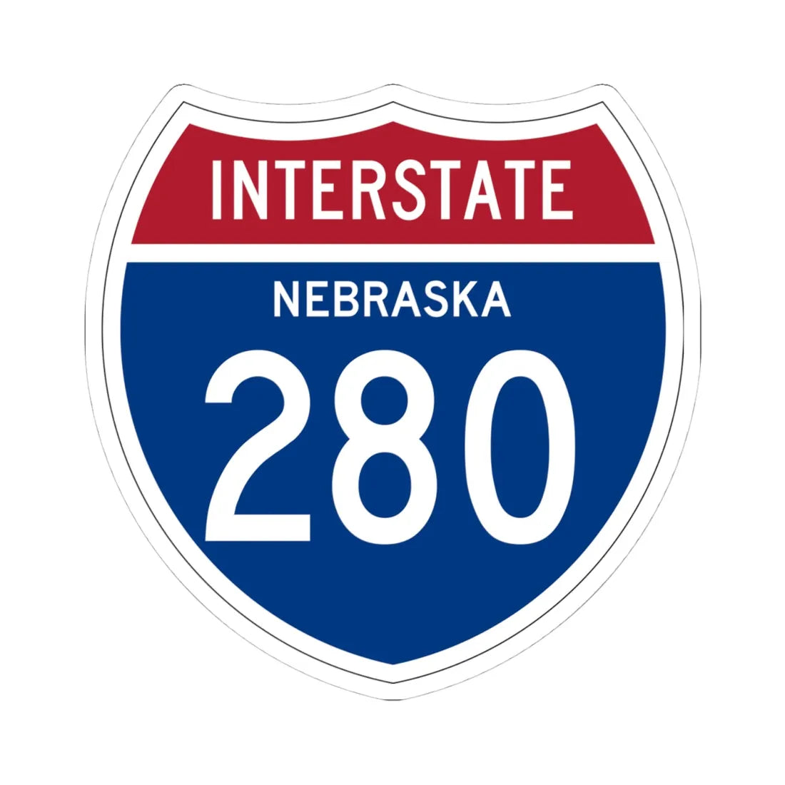 I-280 NE 1957 (Nebraska) (Road Sign) STICKER Vinyl Kiss-Cut Decal 4 Inch White - The Sticker Space