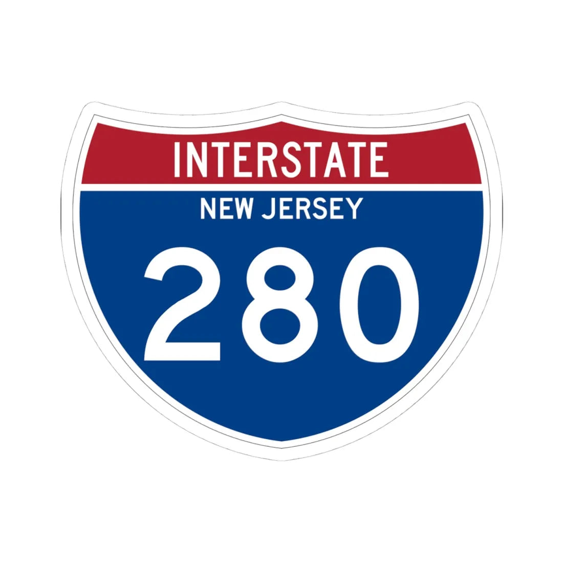 I-280 NJ Metric (New Jersey) (Road Sign) STICKER Vinyl Kiss-Cut Decal 4 Inch White - The Sticker Space