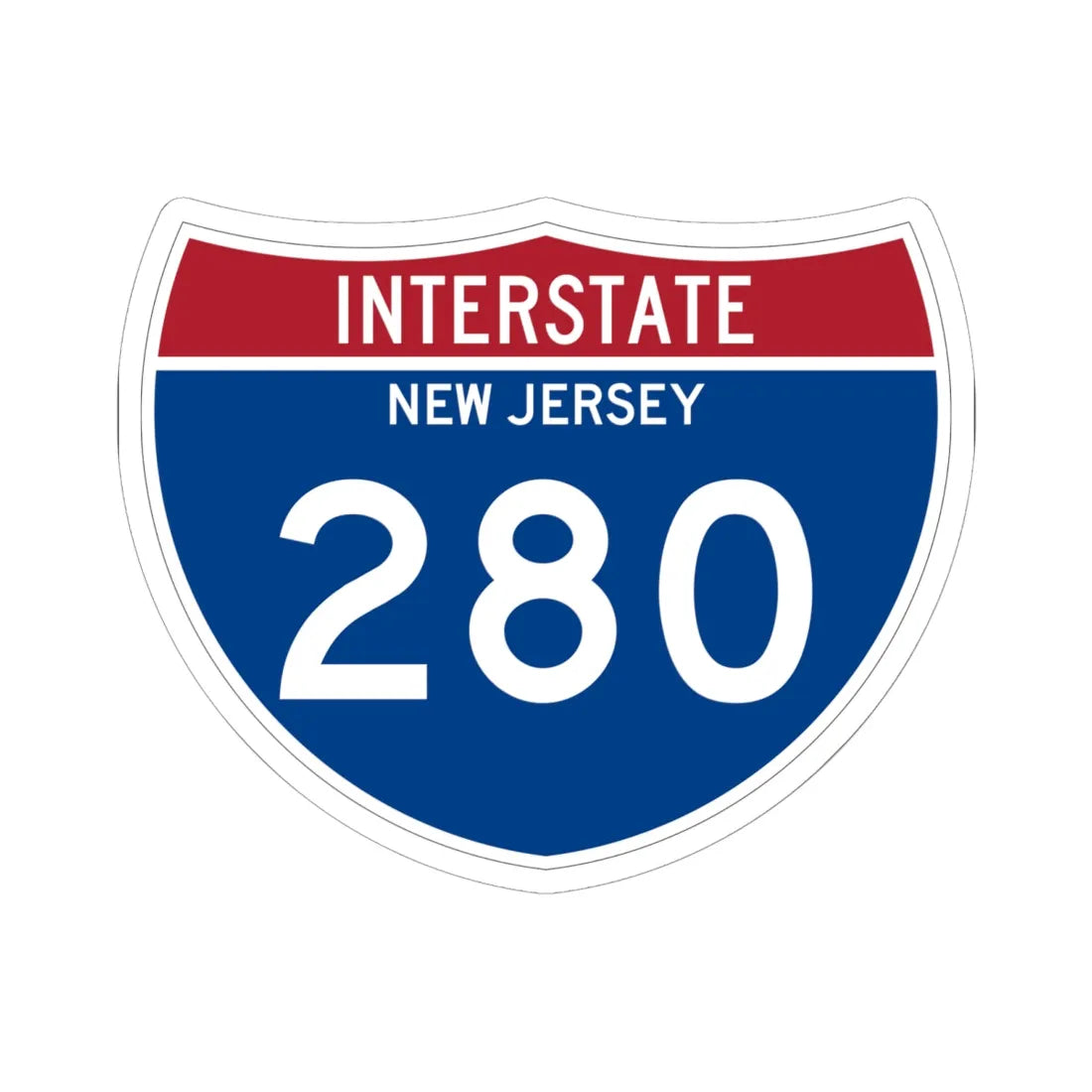 I-280 NJ Metric (New Jersey) (Road Sign) STICKER Vinyl Kiss-Cut Decal 6 Inch White - The Sticker Space