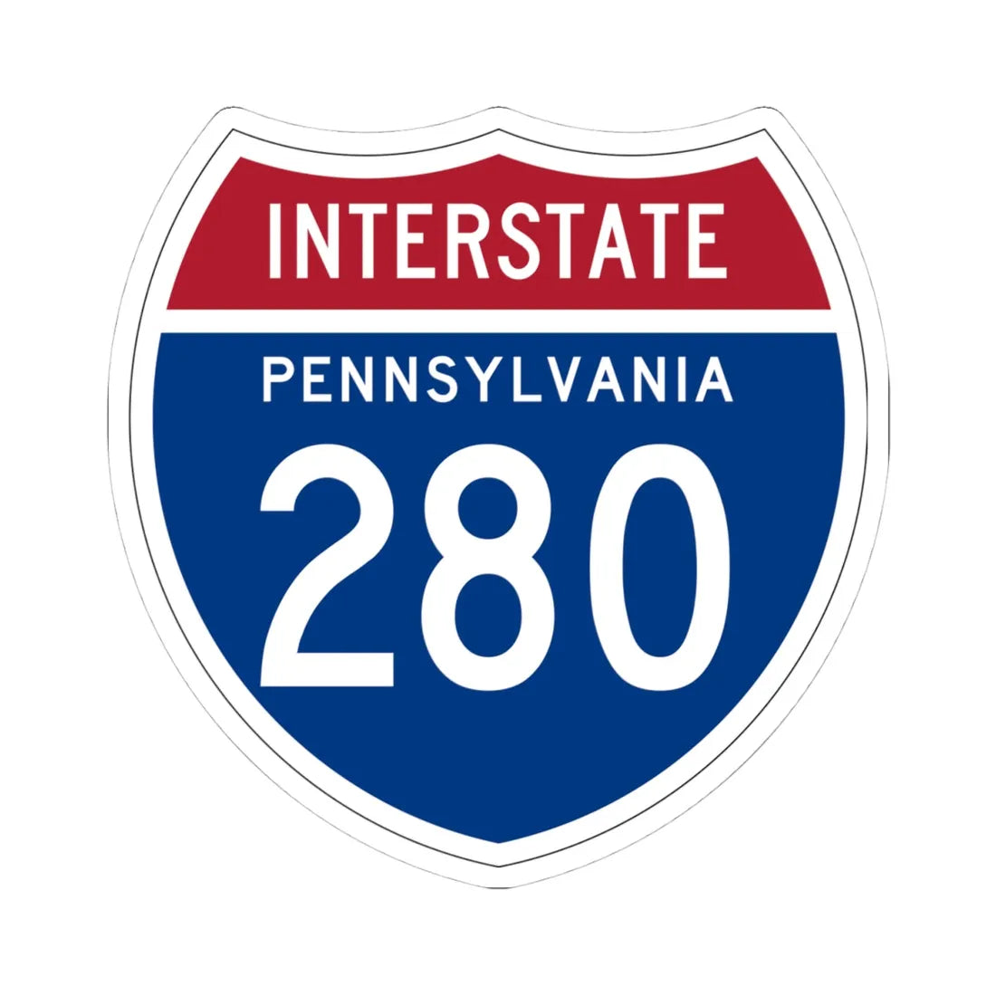 I-280 PA 1957 (Pennsylvania) (Road Sign) STICKER Vinyl Kiss-Cut Decal 4 Inch White - The Sticker Space
