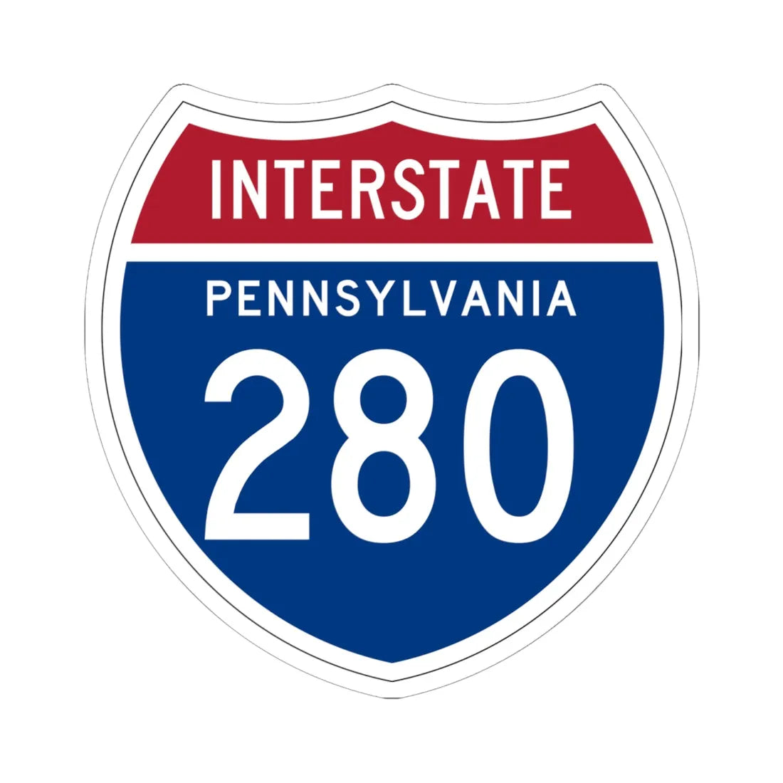 I-280 PA 1957 (Pennsylvania) (Road Sign) STICKER Vinyl Kiss-Cut Decal 6 Inch White - The Sticker Space