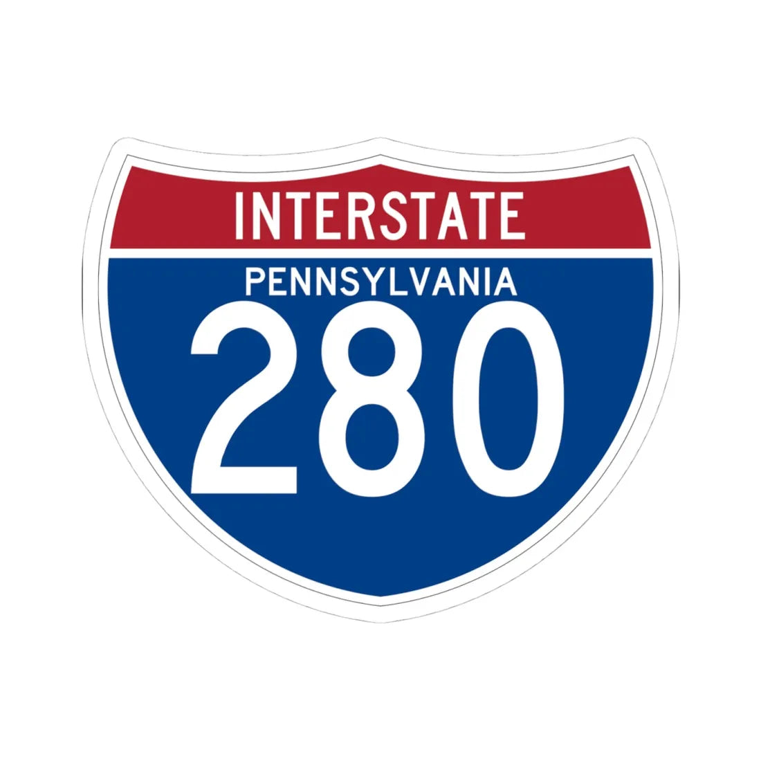 I-280 PA (Pennsylvania) (Road Sign) STICKER Vinyl Kiss-Cut Decal 4 Inch White - The Sticker Space