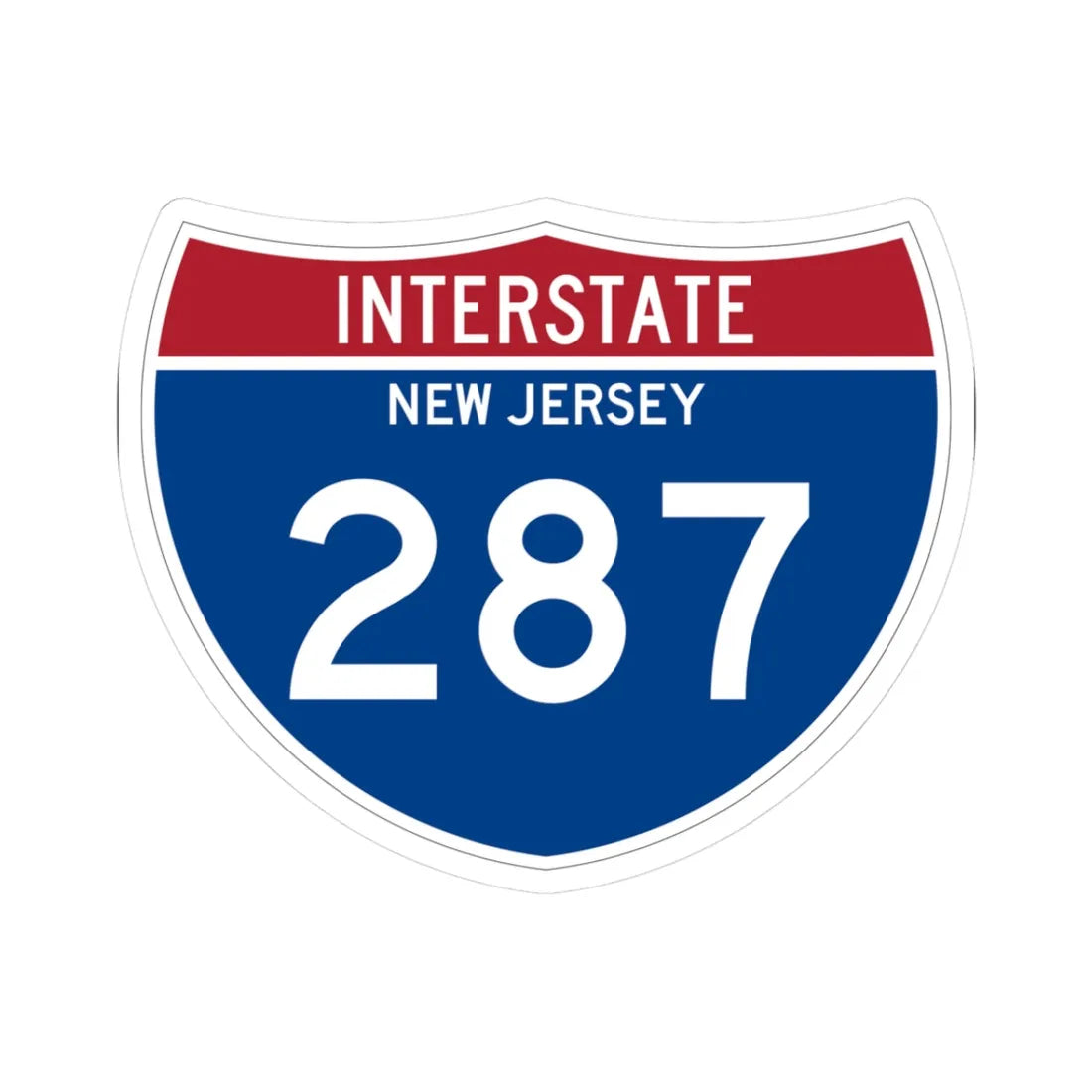 I-287 NJ Metric (New Jersey) (Road Sign) STICKER Vinyl Kiss-Cut Decal 3 Inch White - The Sticker Space