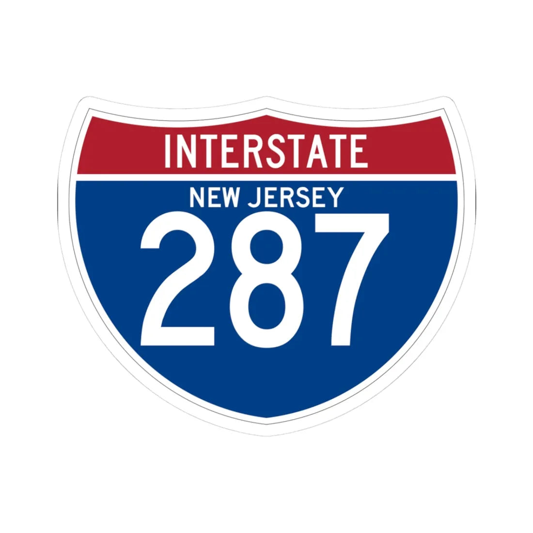 I-287 NJ (New Jersey) (Road Sign) STICKER Vinyl Kiss-Cut Decal 3 Inch White - The Sticker Space