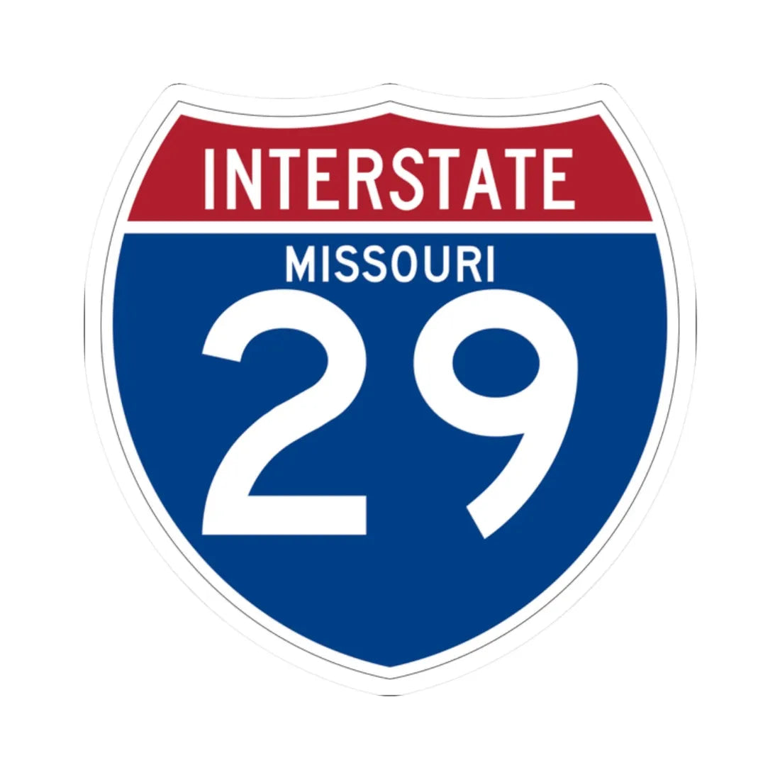I-29 MO (Missouri) (Road Sign) STICKER Vinyl Kiss-Cut Decal 2 Inch White - The Sticker Space