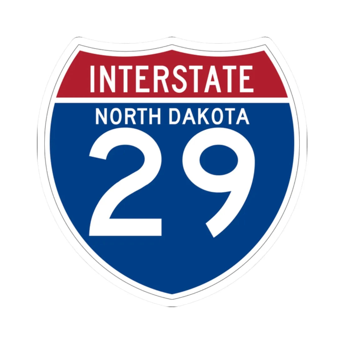 I-29 ND (North Dakota) (Road Sign) STICKER Vinyl Kiss-Cut Decal 2 Inch White - The Sticker Space