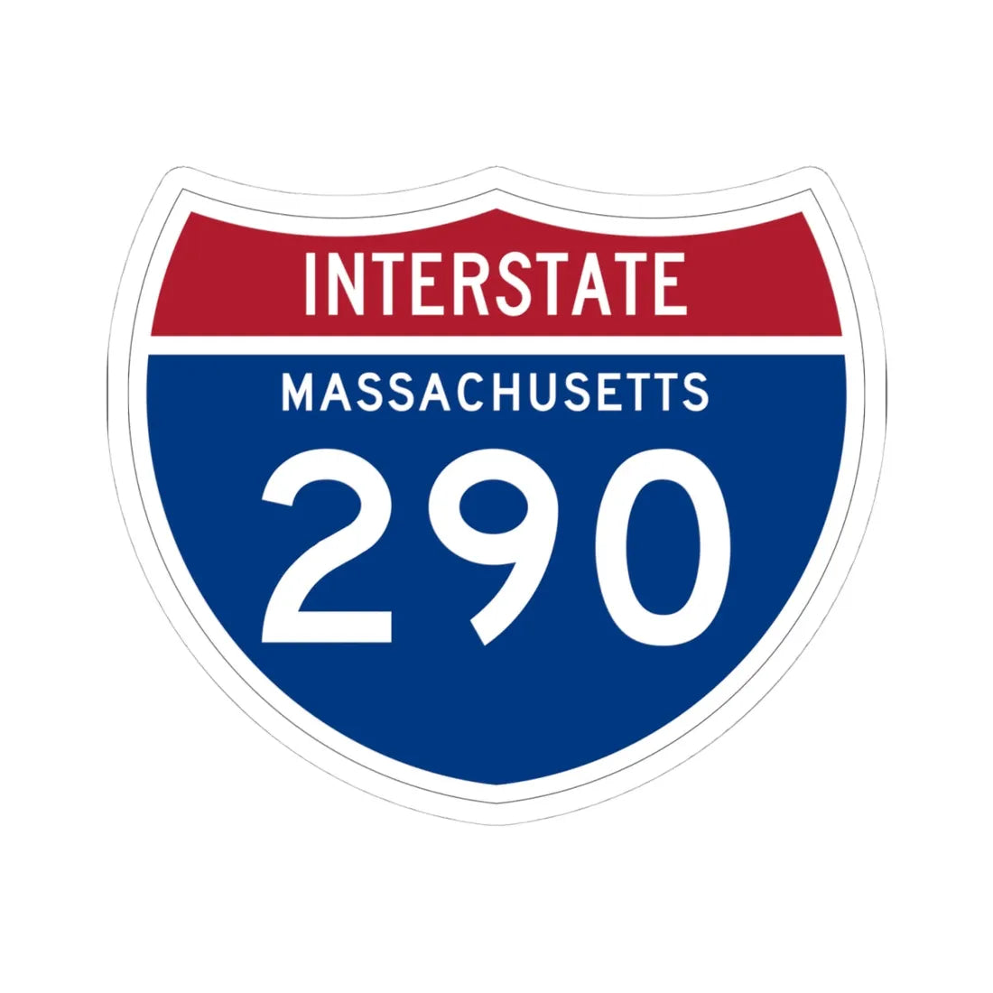 I-290 MA 1961 (Massachusetts) (Road Sign) STICKER Vinyl Kiss-Cut Decal 4 Inch White - The Sticker Space