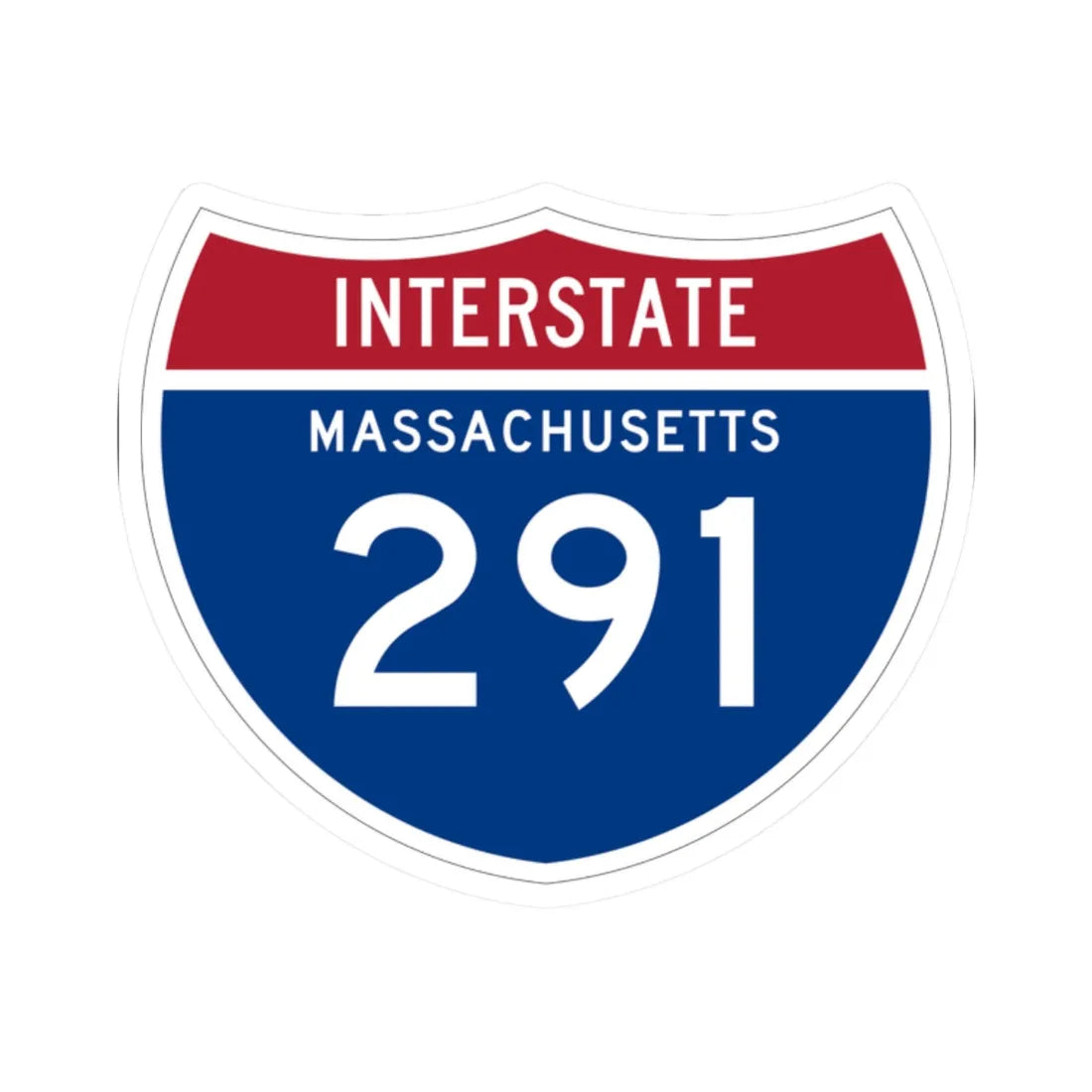 I-291 MA 1961 (Massachusetts) (Road Sign) STICKER Vinyl Kiss-Cut Decal 2 Inch White - The Sticker Space