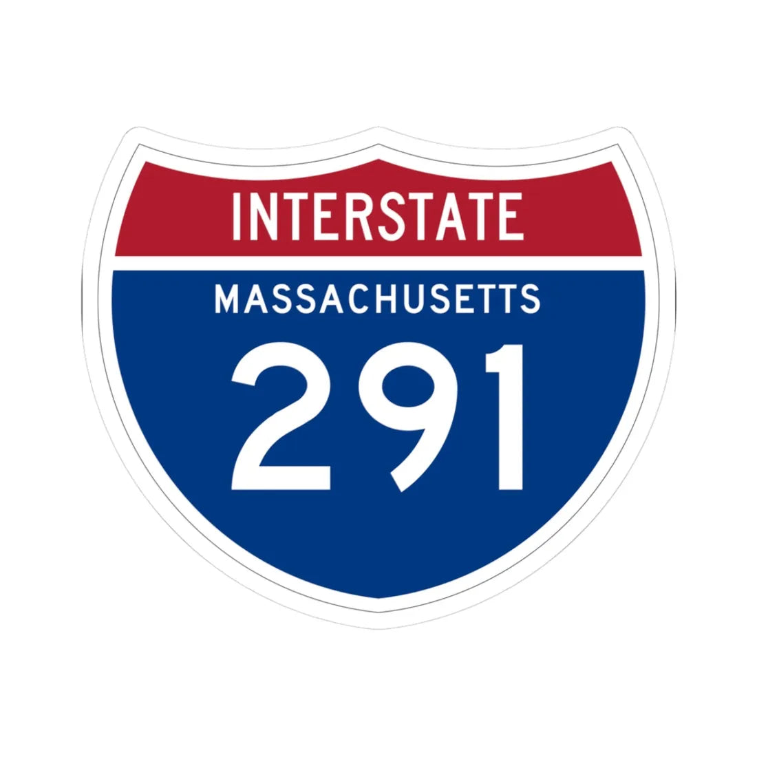 I-291 MA 1961 (Massachusetts) (Road Sign) STICKER Vinyl Kiss-Cut Decal 3 Inch White - The Sticker Space