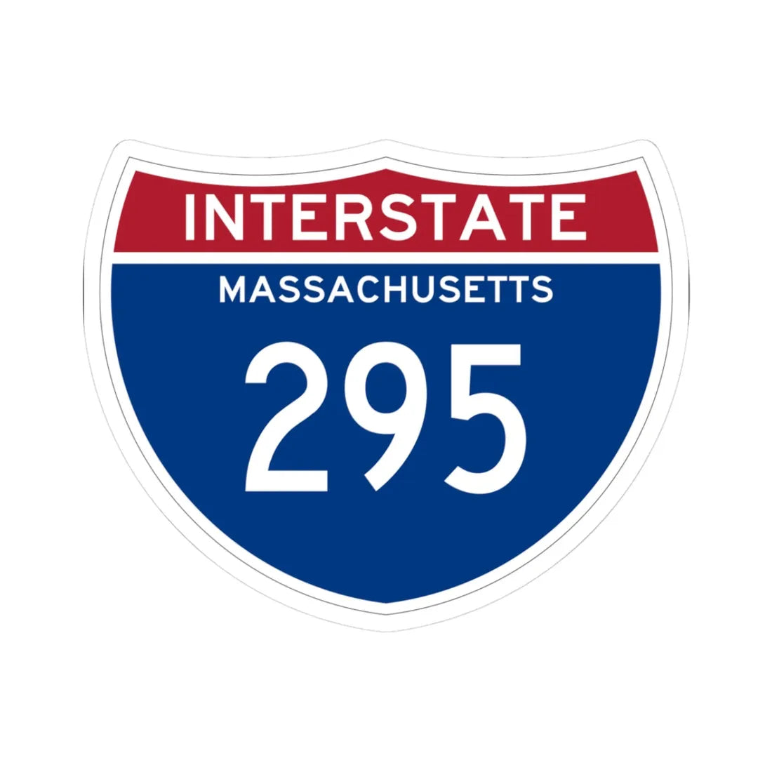 I-295 MA (Massachusetts) (Road Sign) STICKER Vinyl Kiss-Cut Decal 3 Inch White - The Sticker Space