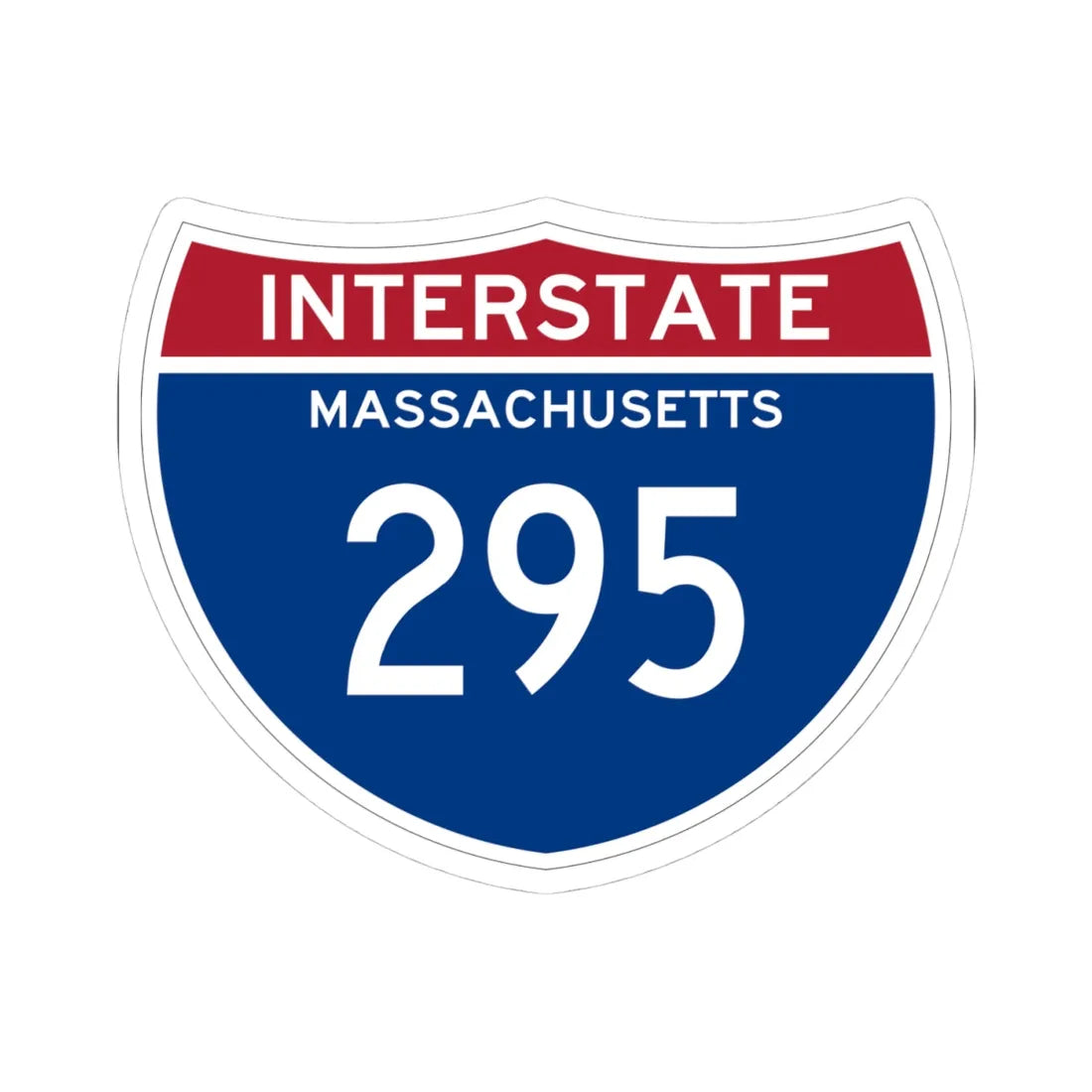I-295 MA (Massachusetts) (Road Sign) STICKER Vinyl Kiss-Cut Decal 4 Inch White - The Sticker Space