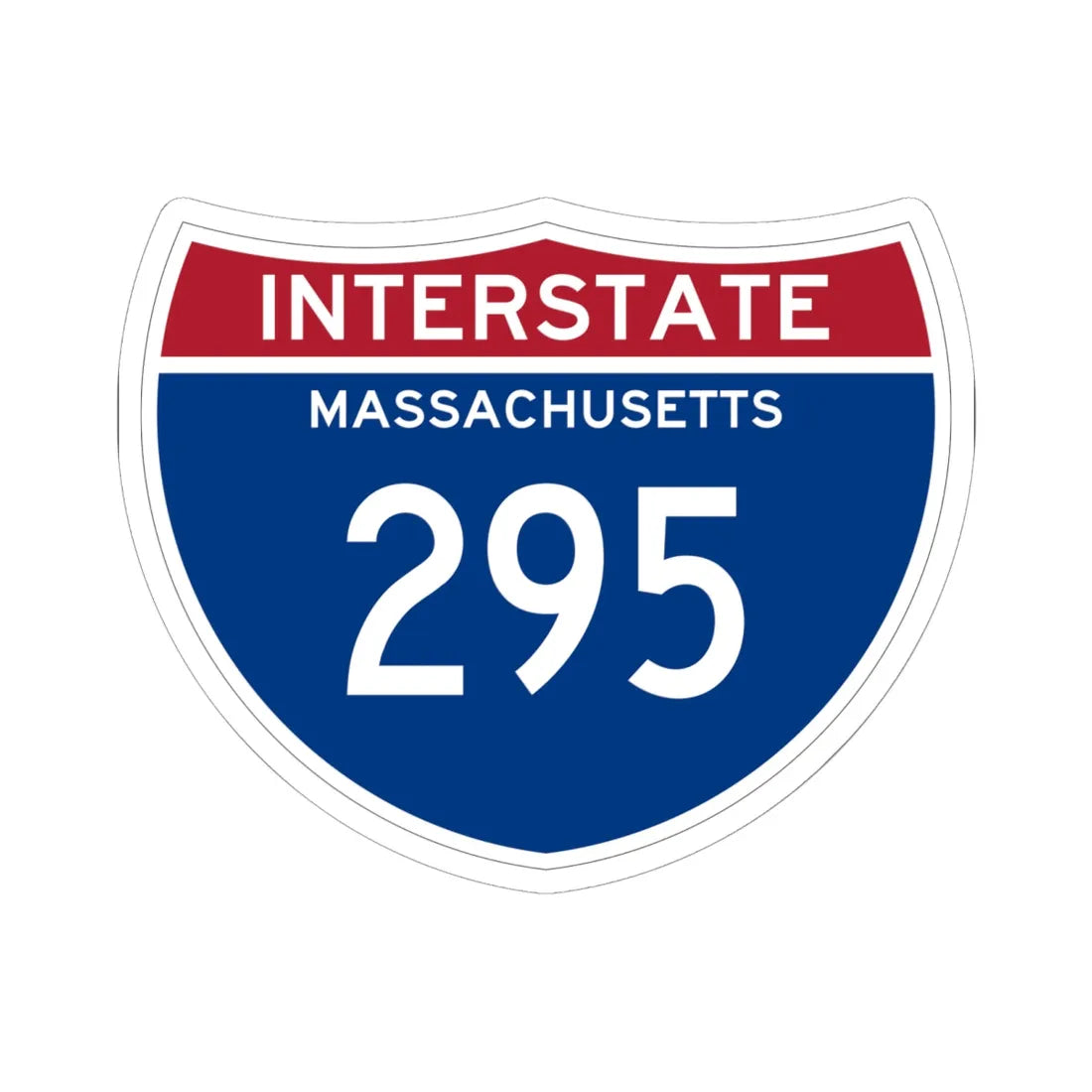 I-295 MA (Massachusetts) (Road Sign) STICKER Vinyl Kiss-Cut Decal 6 Inch White - The Sticker Space