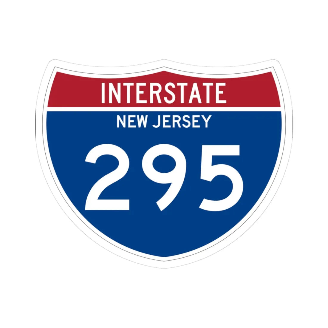 I-295 NJ Metric (New Jersey) (Road Sign) STICKER Vinyl Kiss-Cut Decal 3 Inch White - The Sticker Space