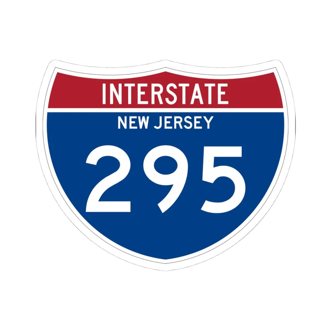I-295 NJ Metric (New Jersey) (Road Sign) STICKER Vinyl Kiss-Cut Decal 4 Inch White - The Sticker Space