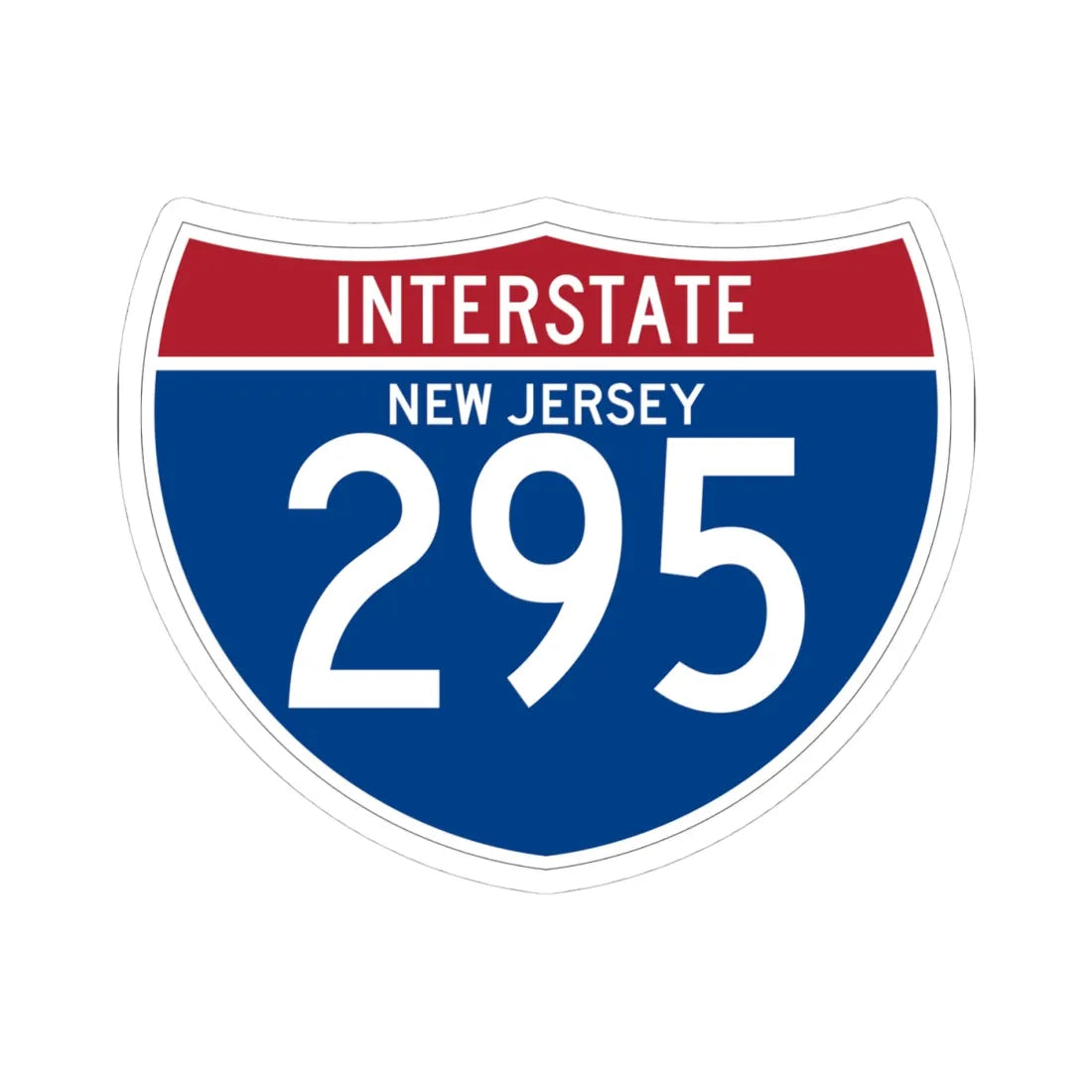 I-295 NJ (New Jersey) (Road Sign) STICKER Vinyl Kiss-Cut Decal 4 Inch White - The Sticker Space