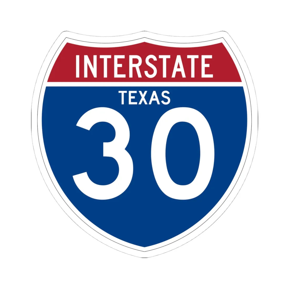 I-30 TX (Texas) (Road Sign) STICKER Vinyl Kiss-Cut Decal 4 Inch White - The Sticker Space