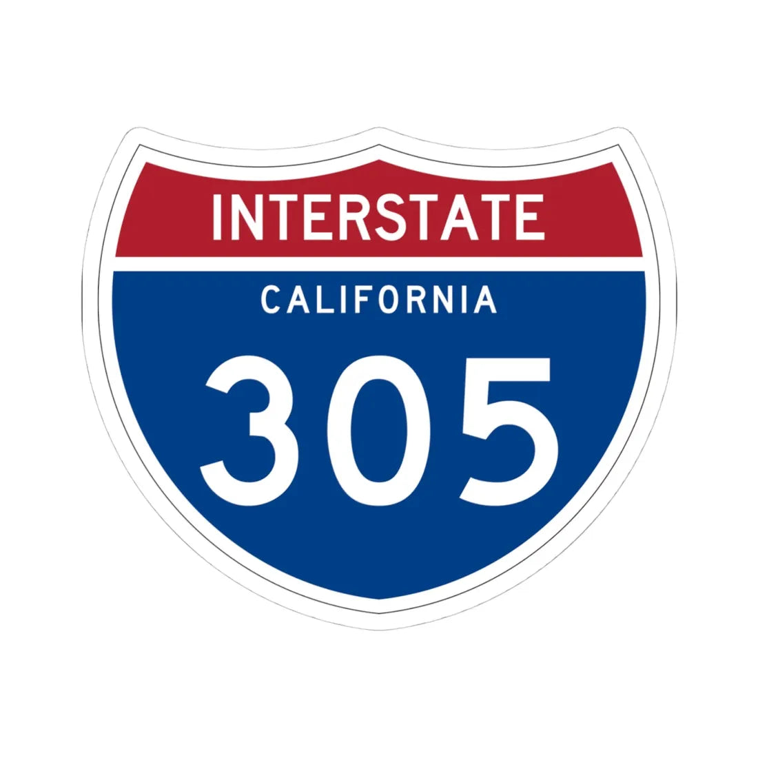 I-305 CA (California) (Road Sign) STICKER Vinyl Kiss-Cut Decal 4 Inch White - The Sticker Space