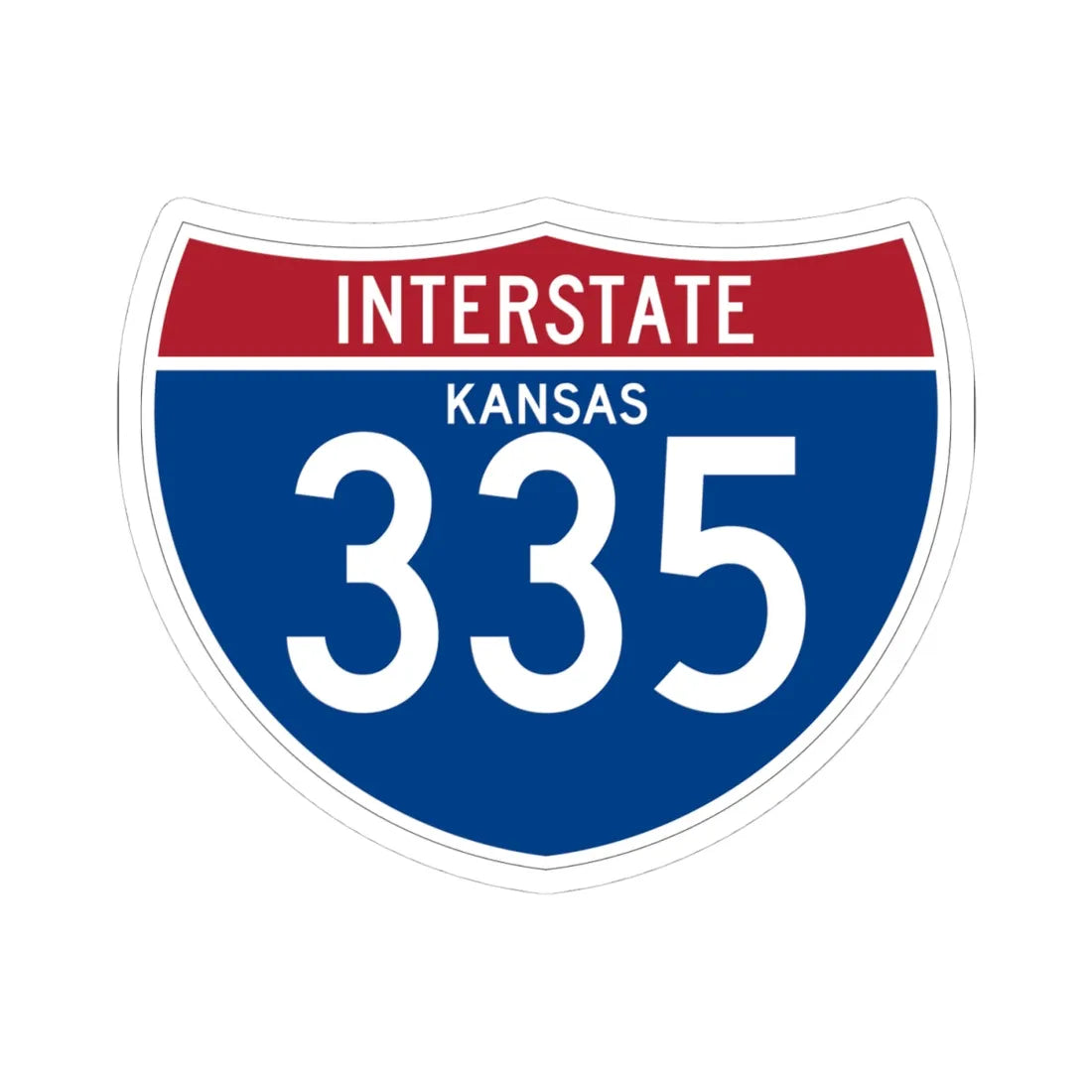 I-335 KS (Kansas) (Road Sign) STICKER Vinyl Kiss-Cut Decal 4 Inch White - The Sticker Space