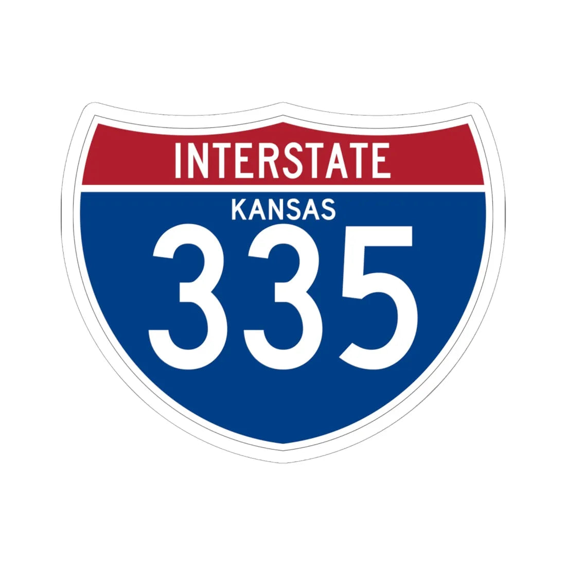 I-335 KS (Kansas) (Road Sign) STICKER Vinyl Kiss-Cut Decal 6 Inch White - The Sticker Space
