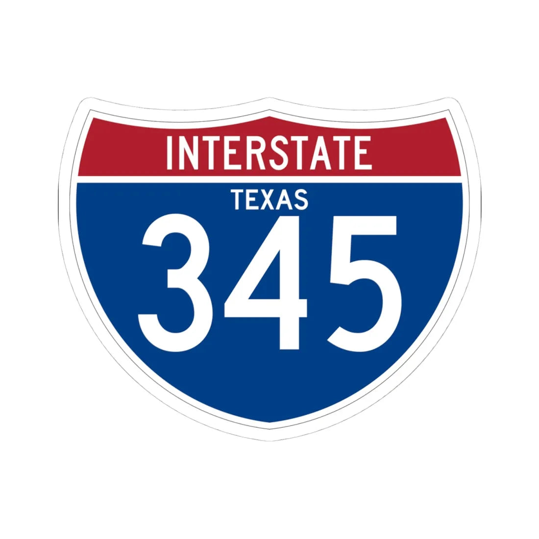 I-345 TX (Texas) (Road Sign) STICKER Vinyl Kiss-Cut Decal 4 Inch White - The Sticker Space
