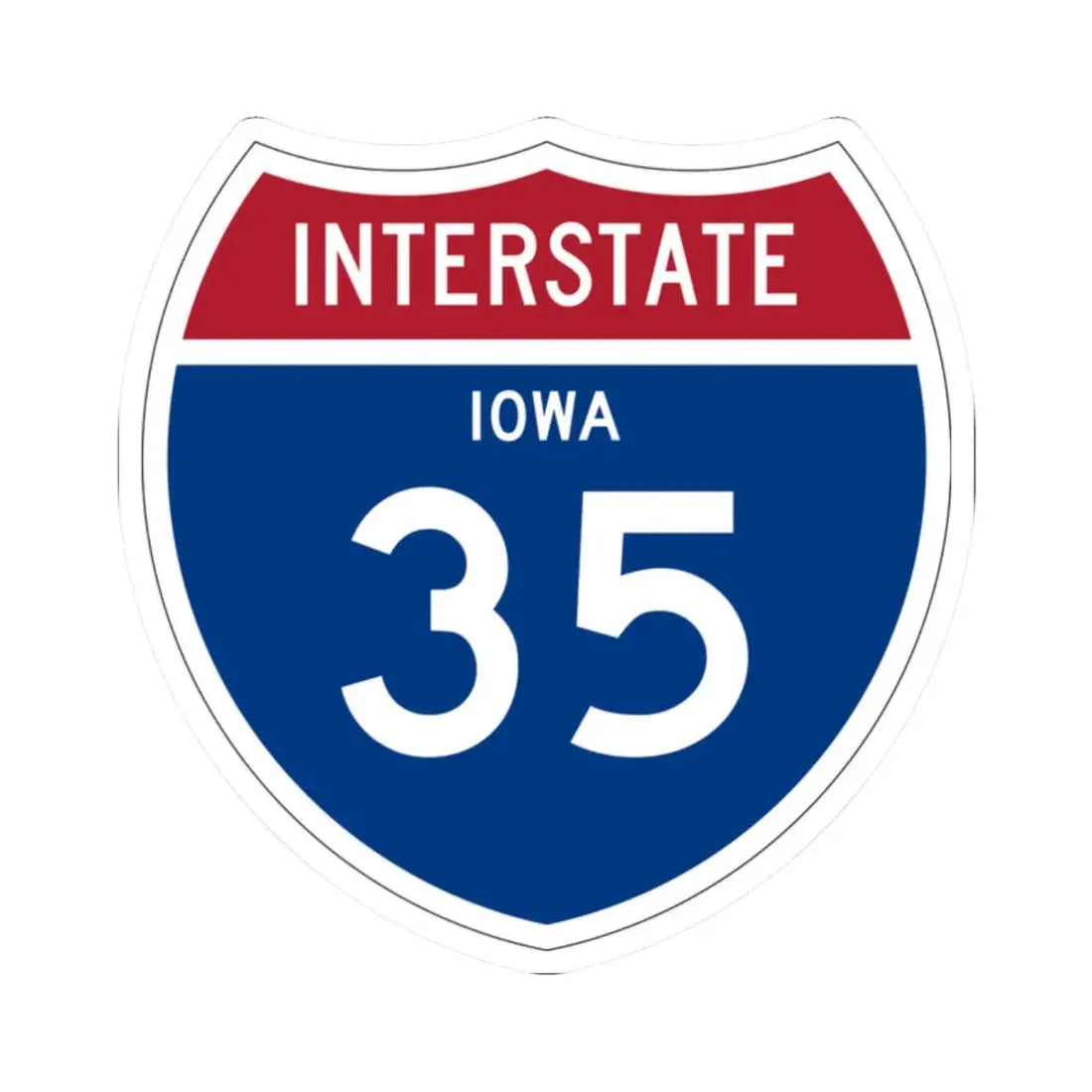 I-35 IA 1957 (Iowa) (Road Sign) STICKER Vinyl Kiss-Cut Decal 2 Inch White - The Sticker Space