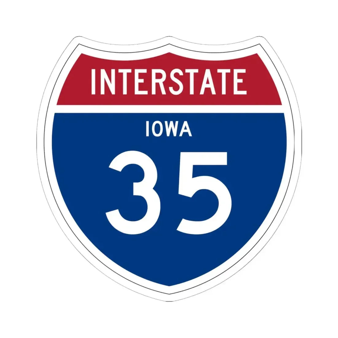 I-35 IA 1957 (Iowa) (Road Sign) STICKER Vinyl Kiss-Cut Decal 6 Inch White - The Sticker Space