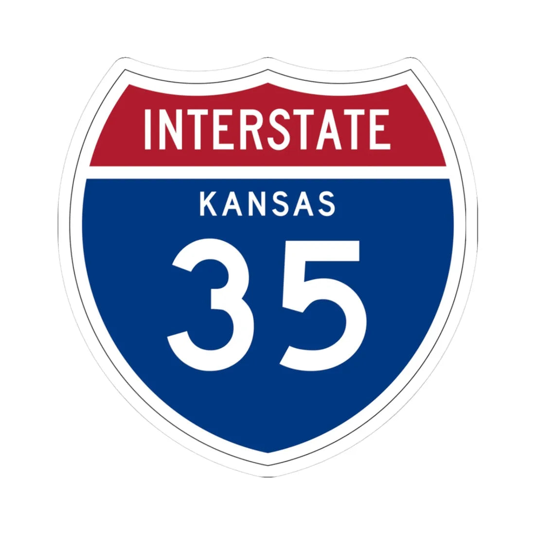 I-35 KS 1957 (Kansas) (Road Sign) STICKER Vinyl Kiss-Cut Decal 3 Inch White - The Sticker Space