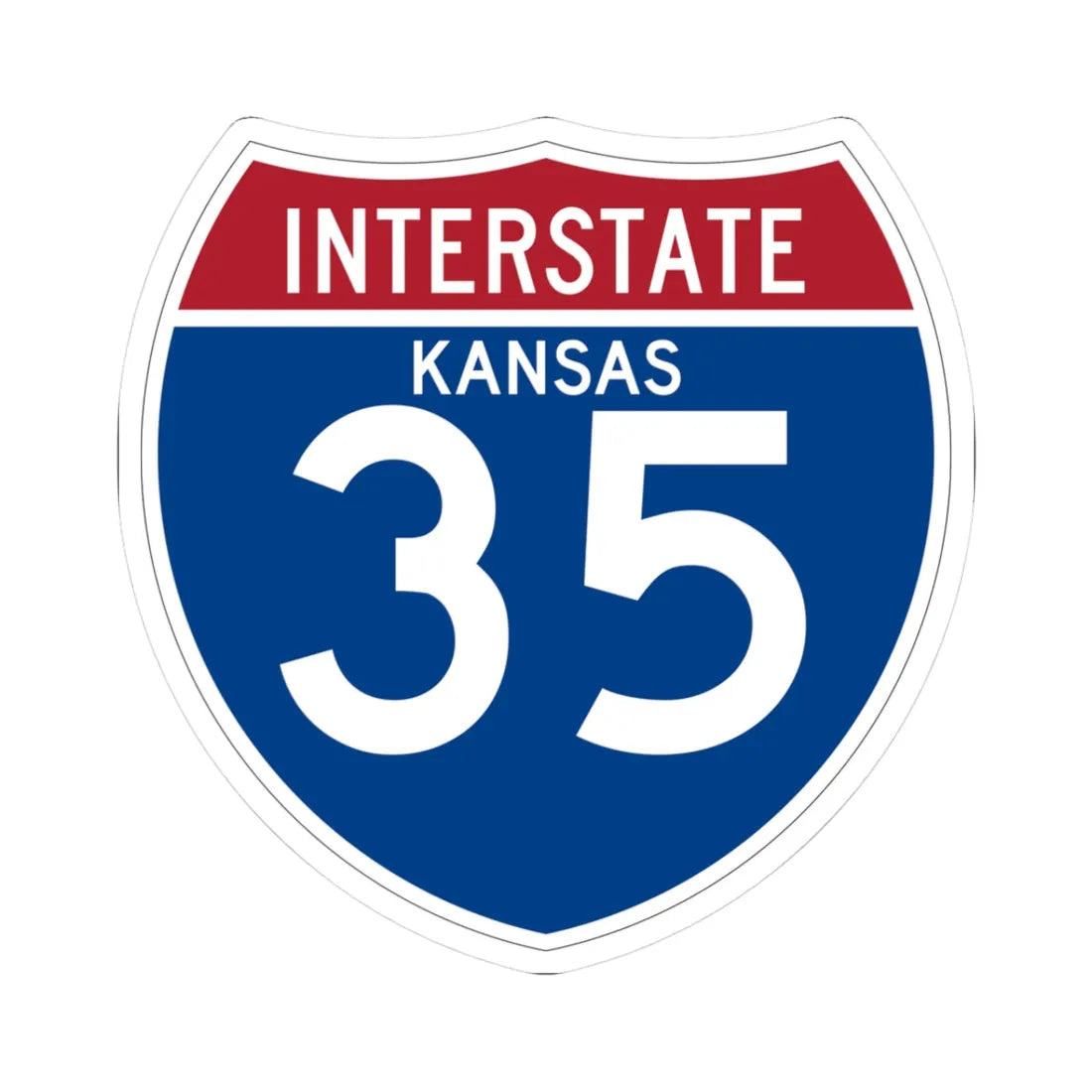 I-35 KS (Kansas) (Road Sign) STICKER Vinyl Kiss-Cut Decal 3 Inch White - The Sticker Space