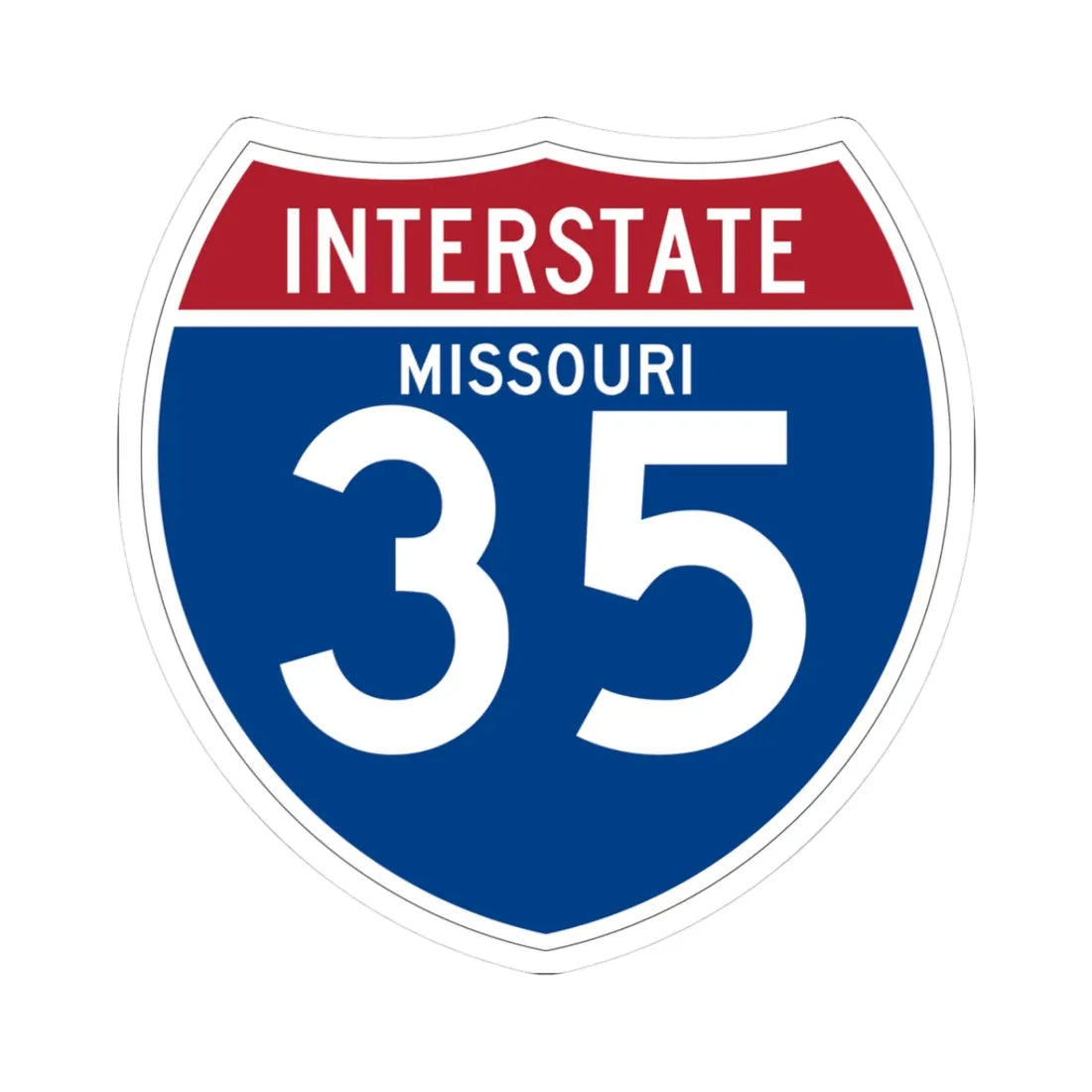 I-35 MO (Missouri) (Road Sign) STICKER Vinyl Kiss-Cut Decal 3 Inch White - The Sticker Space