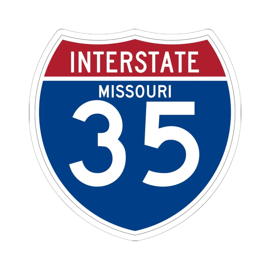 I-35 MO (Missouri) (Road Sign) STICKER Vinyl Kiss-Cut Decal 6 Inch White - The Sticker Space