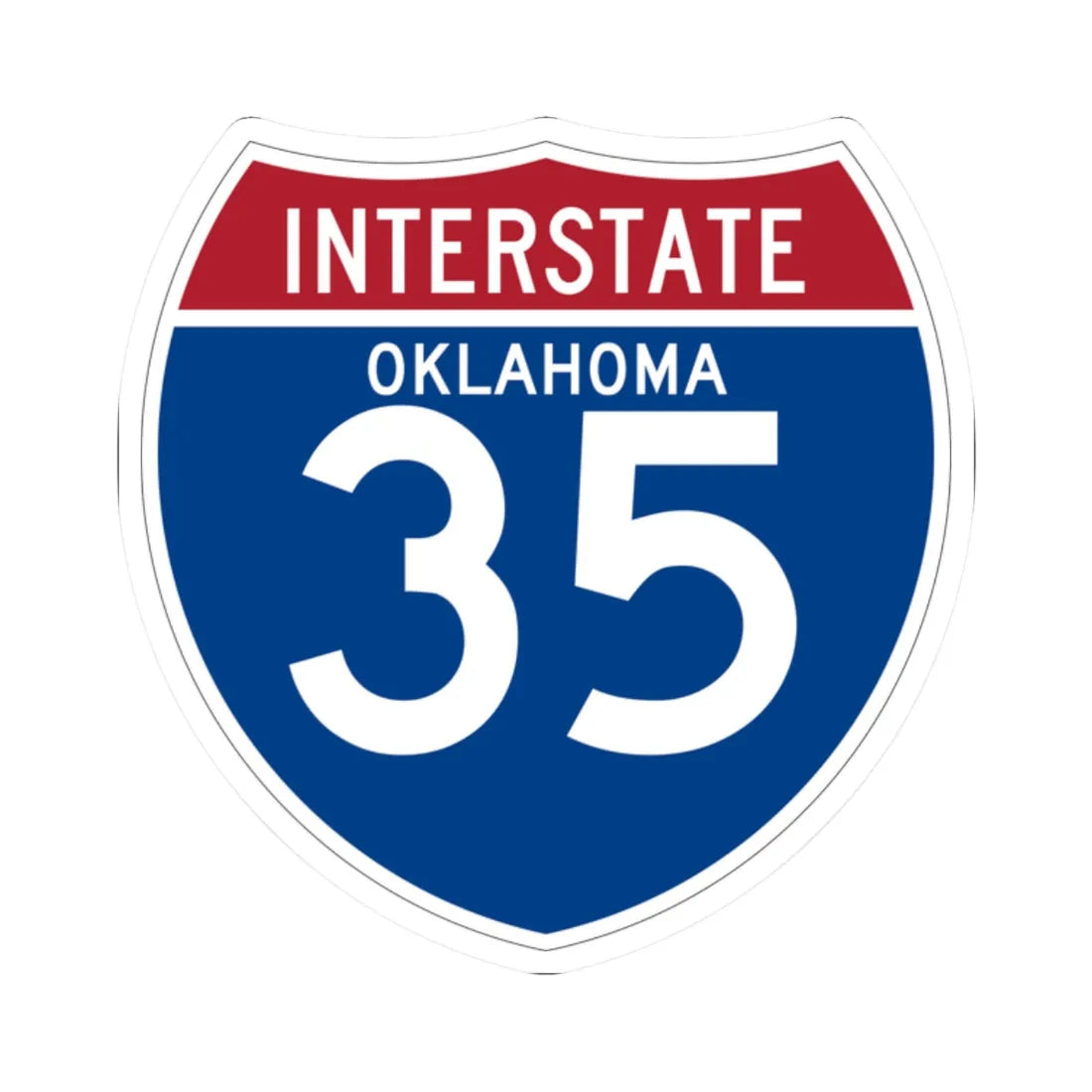 I-35 OK (Oklahoma) (Road Sign) STICKER Vinyl Kiss-Cut Decal 2 Inch White - The Sticker Space