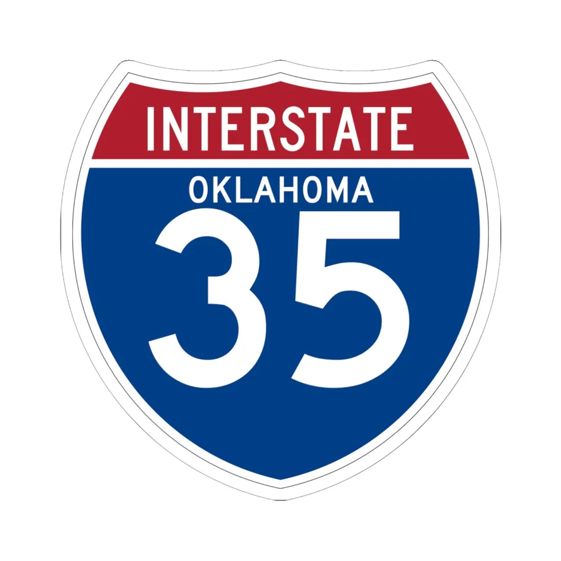 I-35 OK (Oklahoma) (Road Sign) STICKER Vinyl Kiss-Cut Decal 6 Inch White - The Sticker Space