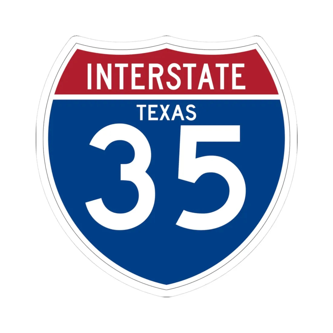 I-35 TX (Texas) (Road Sign) STICKER Vinyl Kiss-Cut Decal 3 Inch White - The Sticker Space