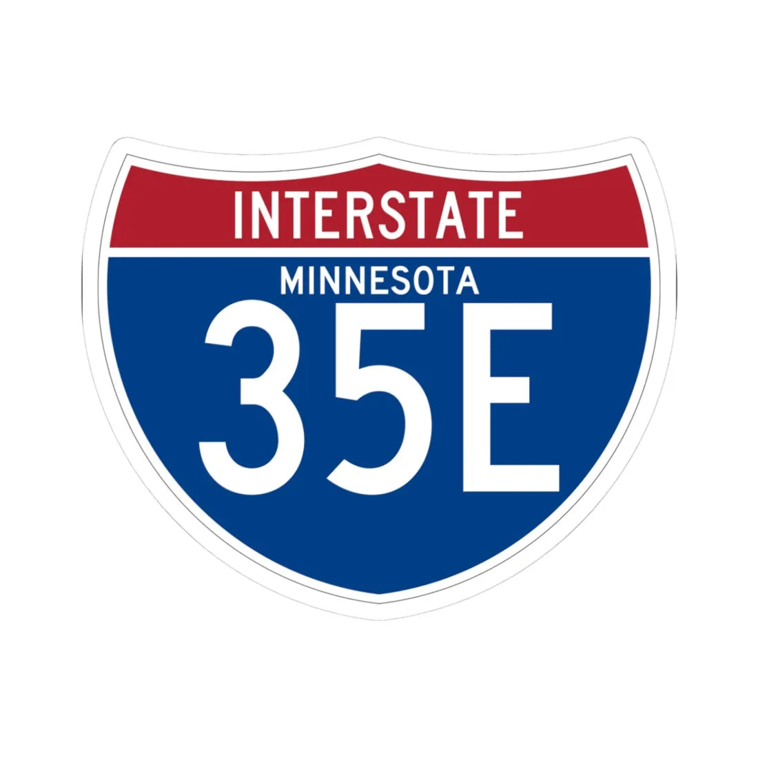 I-35E MN (Minnesota) (Road Sign) STICKER Vinyl Kiss-Cut Decal 3 Inch White - The Sticker Space