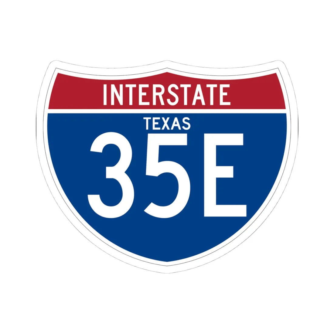 I-35E TX (Texas) (Road Sign) STICKER Vinyl Kiss-Cut Decal 4 Inch White - The Sticker Space