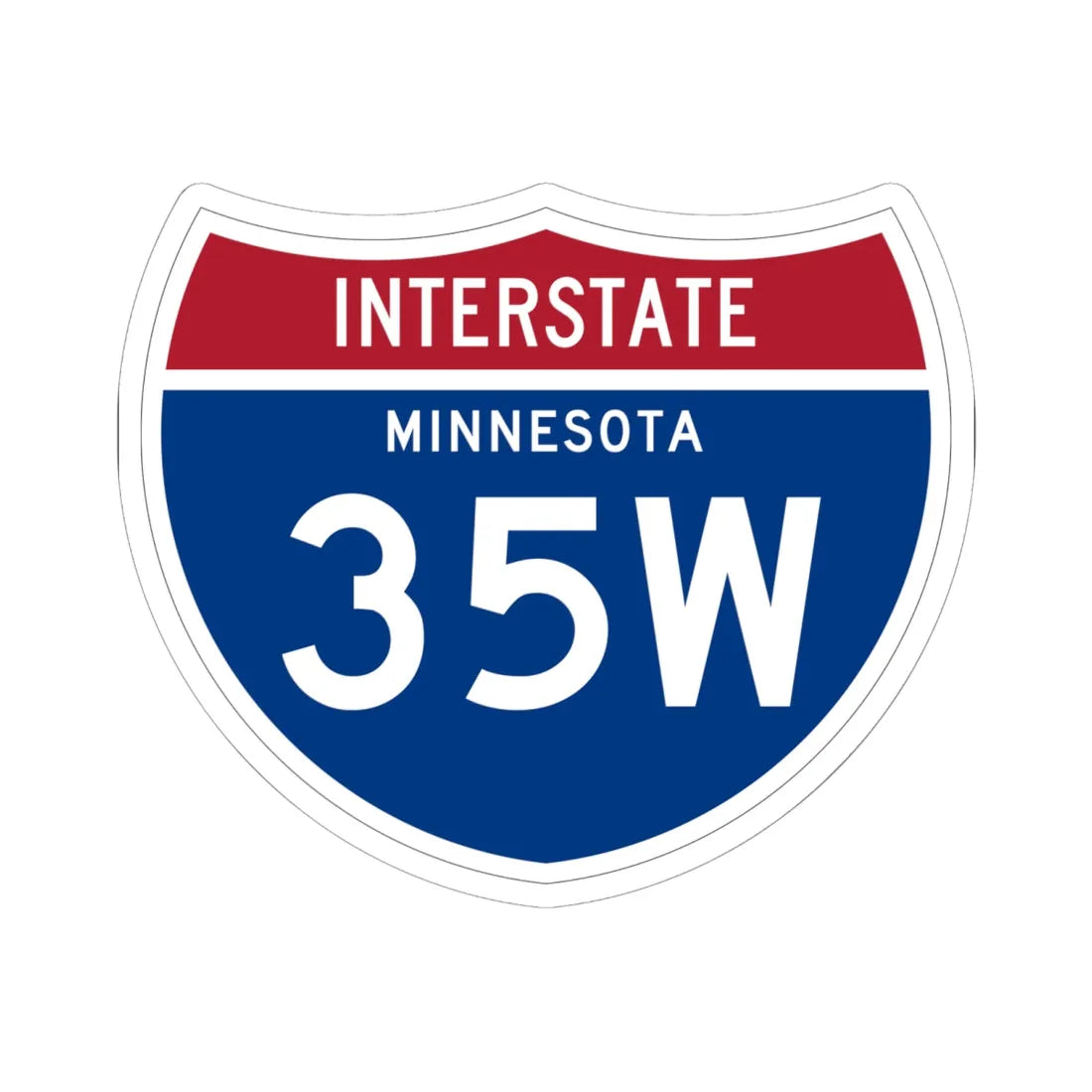 I-35W MN 1961 (Minnesota) (Road Sign) STICKER Vinyl Kiss-Cut Decal 6 Inch White - The Sticker Space