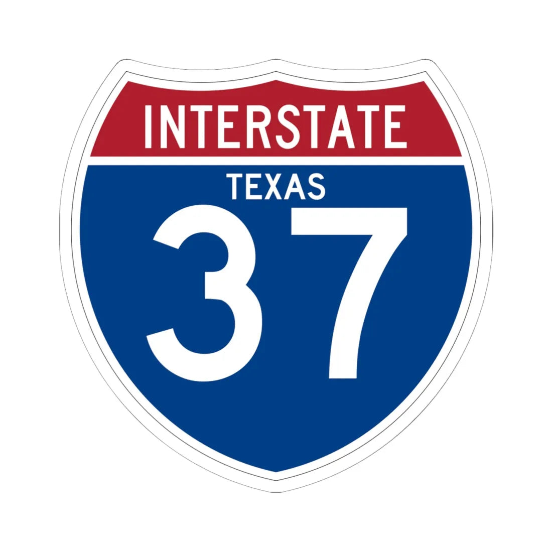 I-37 TX (Texas) (Road Sign) STICKER Vinyl Kiss-Cut Decal 6 Inch White - The Sticker Space